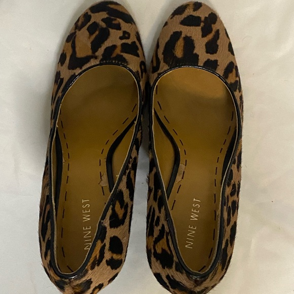 Nine West Leopard Wedges Cow Hide Fur - Picture 9 of 9